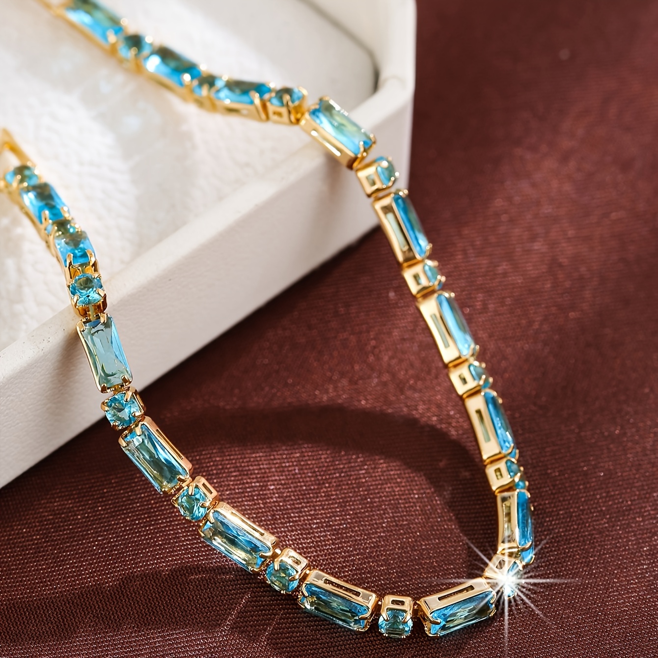 Vintage Ocean Zirconia Bracelet - Women's Delicate Bangle